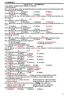 Ôn thi THPT môn Hóa học - Chuyên đề 2 Cacbohiđrat
